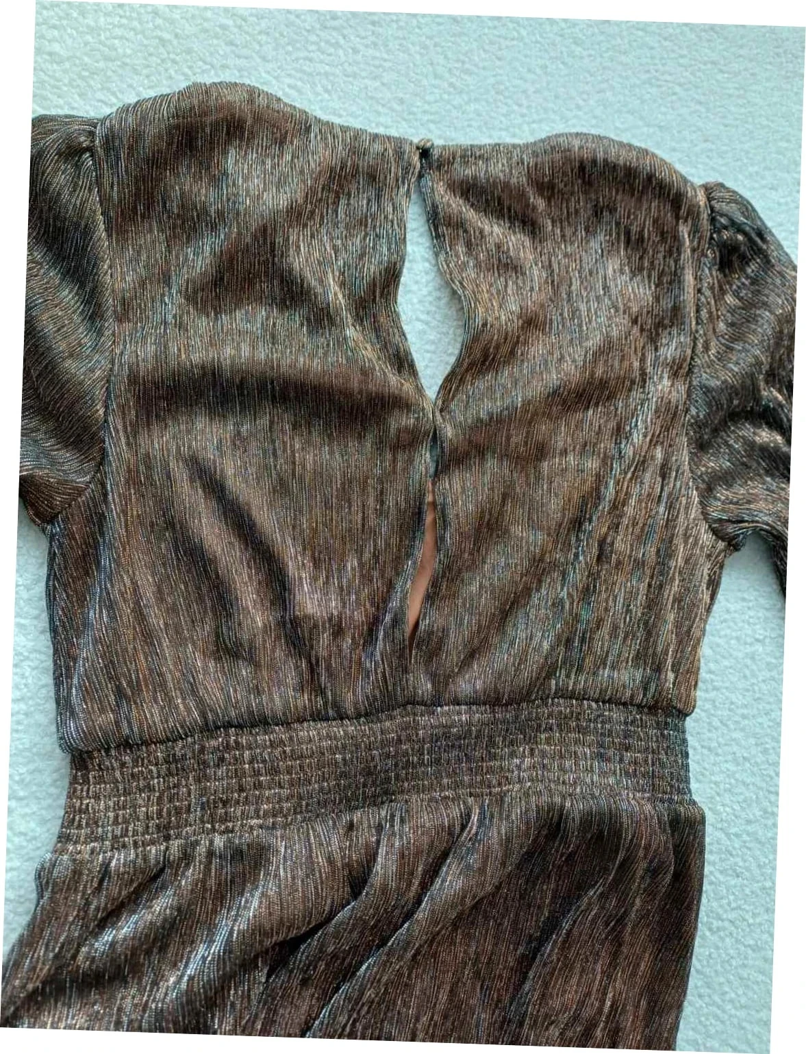 Vestido largo plisado metalizado bronce dorado Bonobo - Talla S (36) – photo 6